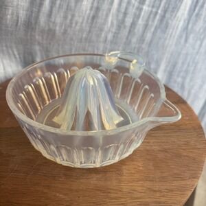 Vintage FRY Opalescent Glass Citrus Reemer Juicer Iridescent Ribbed Design